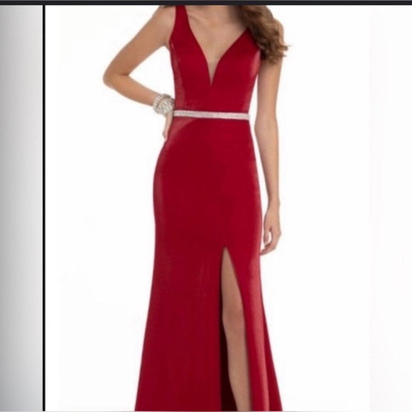 Camille La Vie Dresses & Skirts - Camille La Vie Red Gown with Silver Rhinestone Belt NWT size 4
